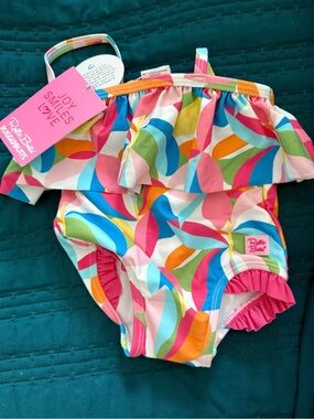 Ruffle Butts Tropical Adventure Ruffle One-Piece in Pink, Blue, Yellow, Green